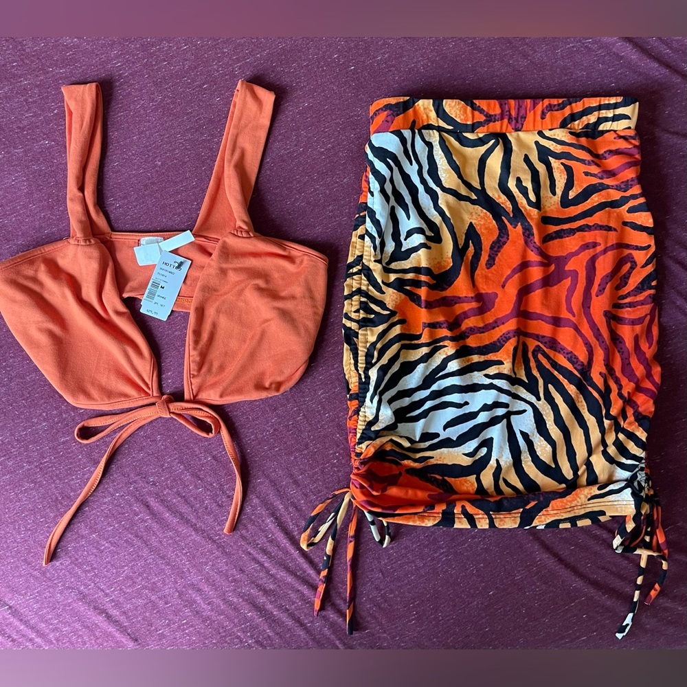 Orange Zebra print skirt and top - 2 piece set - new with tags